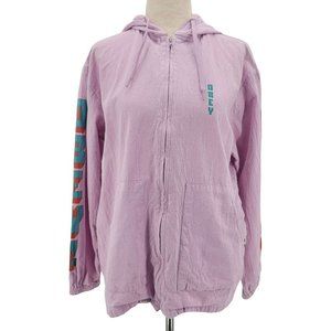 OBEY Logo Zipper Purple Hooded Jacket Womens XS